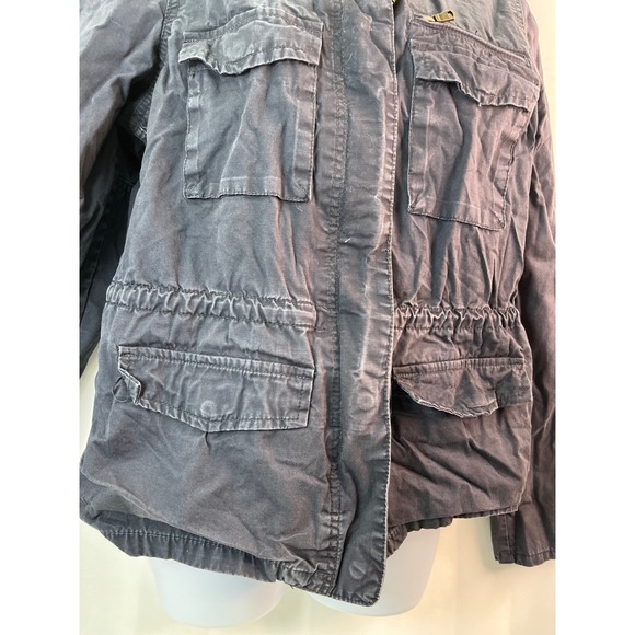 H&M LOGG Utility Cargo Jacket Field Jacket Drawstring Waist Gray Sz 8‎ Gorpcore - Picture 11 of 16